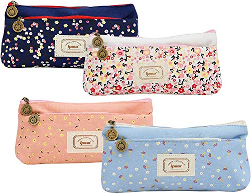 Ipow [4 PCS] Estuches escolares dos cremalleras, Estuches escolar adolescente para oficina, estudiante, escuela, suministros para niños, niñas, bolígrafo