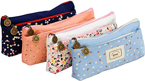 Ipow [4 PCS] Estuches escolares dos cremalleras, Estuches escolar adolescente para oficina, estudiante, escuela, suministros para niños, niñas, bolígrafo