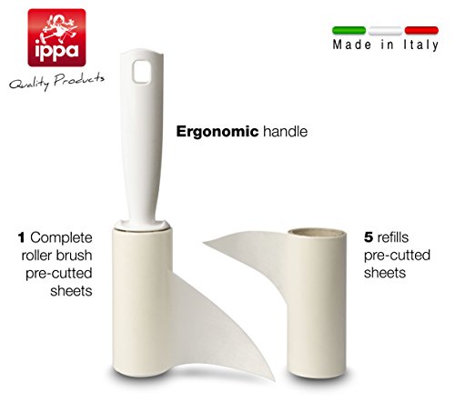 ippa 6 cepillos Adhesivos, 6 Rollos de 10 Metros, Ideal para pelos de Perros y Gatos, Polvo, Cojines, Asientos, Chaquetas, sofás, sillones, Bianco, única (272/10AM)