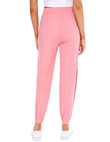 Irevial Pantalones Deportivos para Mujer,pantalón chándal Malla de Largo con Alta Cintura, Casual Secado-rápido Yoga Pants con Bolsillos, Talla Grande