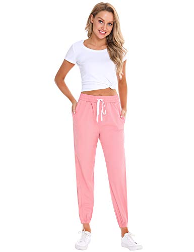 Irevial Pantalones Deportivos para Mujer,pantalón chándal Malla de Largo con Alta Cintura, Casual Secado-rápido Yoga Pants con Bolsillos, Talla Grande