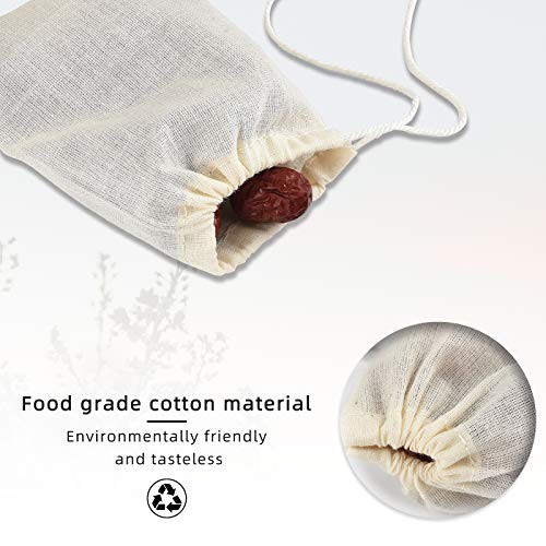 Irich 50 Piezas Bolsas de Muselina, Reutilizable Bolsas de Algodón con Cordón Bolsa de Filtro para Almacenar Hierbas Especias Artesanías (8×10CM)
