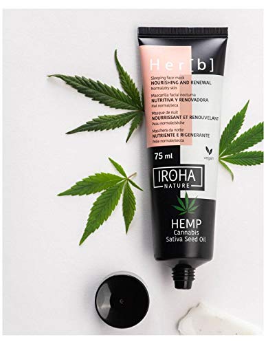 Iroha Nature - Mascarilla Facial Nocturna Nutritiva & Renovadora con Aceite de Semilla de Cannabis, Sleeping Mask, 1 unidad (75ml.) | Mascarilla Facial Noche Reparadora Hemp Oil