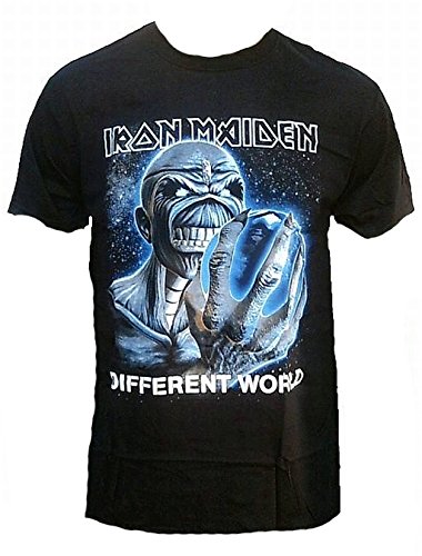 Iron Maiden – Camiseta para hombre, color Different World Official Eddie personalizada Killer Skull Rock Star Tour manga Club VIP Rock Star Diseño negro negro medium