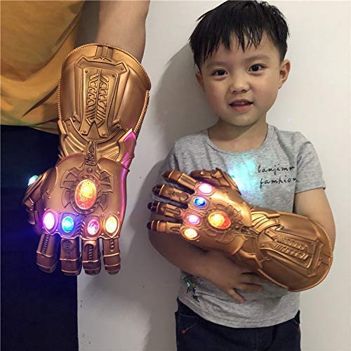 Iron Man Infinity Gauntlet para niños con 2 pilas recambio, Iron Man Glove LED con piedras para niños 0-12
