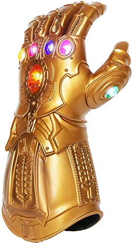 Iron Man Infinity Gauntlet para niños con 2 pilas recambio, Iron Man Glove LED con piedras para niños 0-12