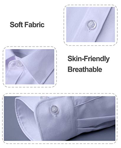 Irypulse Camisa de Hombres Corte Cuello Camisa de Planchado sin Arrugas Manga Larga clásico Slim Fit Seda de algodón Elástica Casual Formal Negocio para Hombre-Azul Claro