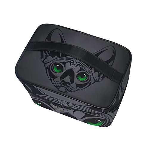 ISAOA Bolsa de Maquillaje para Gato con Ojos Verdes Neceser de Aseo de Viaje Neceser de Almacenamiento de cosméticos Bolsa de Cepillo Bolsa de Lavado portátil Bolsa de Viaje Bolsa