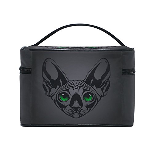 ISAOA Bolsa de Maquillaje para Gato con Ojos Verdes Neceser de Aseo de Viaje Neceser de Almacenamiento de cosméticos Bolsa de Cepillo Bolsa de Lavado portátil Bolsa de Viaje Bolsa