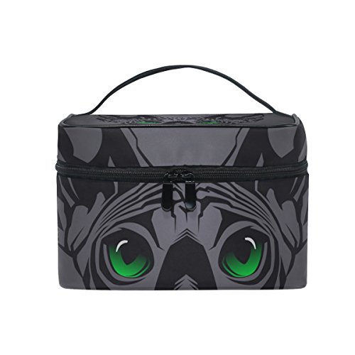 ISAOA Bolsa de Maquillaje para Gato con Ojos Verdes Neceser de Aseo de Viaje Neceser de Almacenamiento de cosméticos Bolsa de Cepillo Bolsa de Lavado portátil Bolsa de Viaje Bolsa