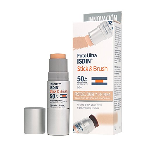 Isdin Foto Ultra Stick & Brush SPF 50+ | Fotoprotector. Protege, cubre y difumina. Especial para Zonas Sensibles y post-procedimiento 1 x 9g