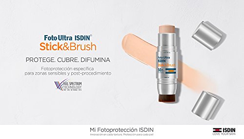 Isdin Foto Ultra Stick & Brush SPF 50+ | Fotoprotector. Protege, cubre y difumina. Especial para Zonas Sensibles y post-procedimiento 1 x 9g