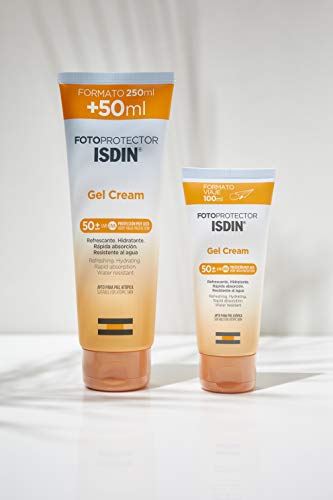 ISDIN Fotoprotector Gel Cream SPF 50+ refrescante, formato viaje, hidratante, rápida absorción, resistente al agua - 100 ml