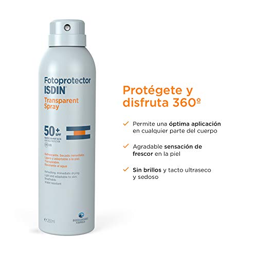 ISDIN Fotoprotector Transparent Spray SPF 50+ | Aplicación 360º | 250ml