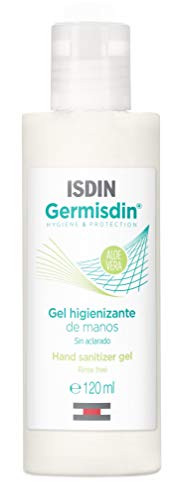 ISDIN Germisdin, Gel hidroalcohólico de manos formulado con aloe vera, suaviza e hidrata, 70% Alcohol, 120 ml