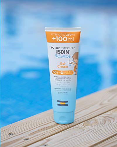 Isdin Pediatrics Gel Cream SPF 50+ - Protector solar corporal para niños, 250 ml + Fusion Water Pediatrics SPF 50 - Protector solar facial para niños, Apto para piel atópica, 50 ml