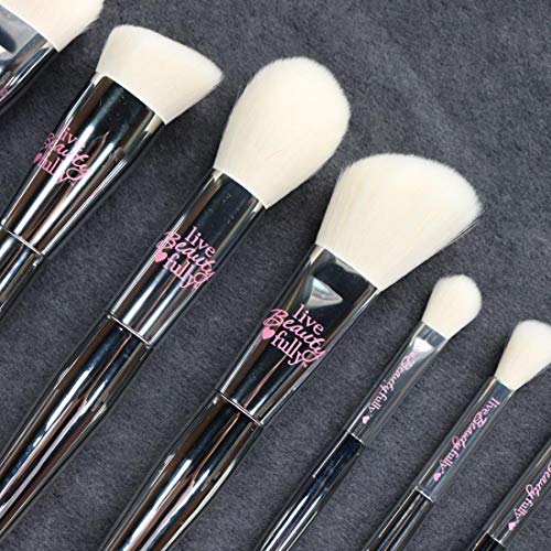 IT Cosmetics 9Pcs Set de pinceles de maquillaje Professional Silver Chromed Synthetic Powder Blusher Bronzer Sombra de ojos Kit de pincel de maquillaje