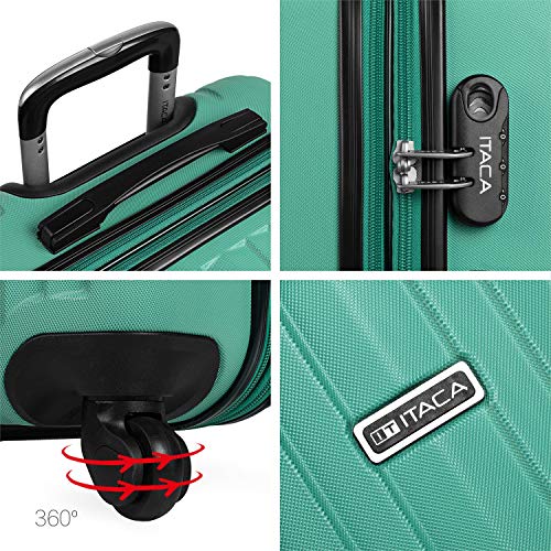 ITACA - Maleta de Viaje Grande XL Rígida 4 Ruedas Trolley 76 cm de ABS. Dura Extensible Resistente y Ligera. Gran Capacidad. Estudiante y Profesional. Candado Integrado. T71570, Color Verde Menta