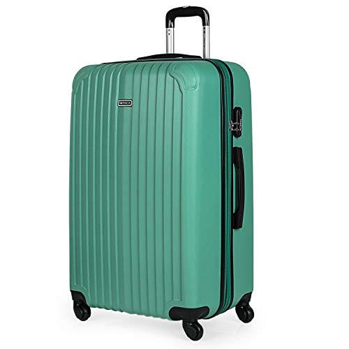 ITACA - Maleta de Viaje Grande XL Rígida 4 Ruedas Trolley 76 cm de ABS. Dura Extensible Resistente y Ligera. Gran Capacidad. Estudiante y Profesional. Candado Integrado. T71570, Color Verde Menta