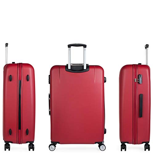 ITACA - Maleta de Viaje Grande XL Trolley 76 cm de ABS Texturizado. Rígida Resistente y Ligera. Gran Capacidad. Mango Asas 4 Ruedas Candado. Estudiantes. T58070, Color Rojo