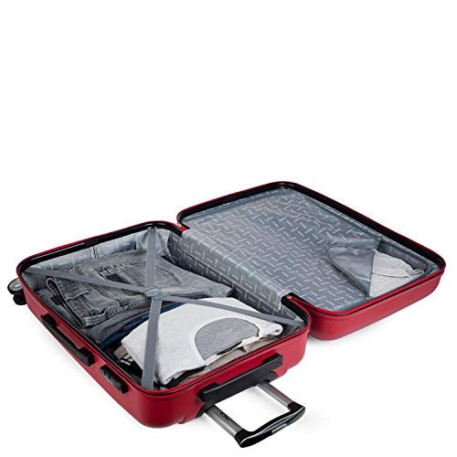 ITACA - Maleta de Viaje Grande XL Trolley 76 cm de ABS Texturizado. Rígida Resistente y Ligera. Gran Capacidad. Mango Asas 4 Ruedas Candado. Estudiantes. T58070, Color Rojo