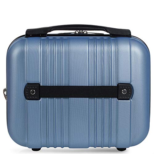 ITACA - Neceser Rígido ABS Grande de Viaje, Maleta de Aseo. Cierre Cremallera. Cinta Trolley, Asa Retráctil y Bandolera. Múltiples Compartimentos. Ligero y Cómodo. T71535, Color Azul Zafiro