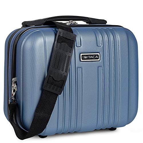 ITACA - Neceser Rígido ABS Grande de Viaje, Maleta de Aseo. Cierre Cremallera. Cinta Trolley, Asa Retráctil y Bandolera. Múltiples Compartimentos. Ligero y Cómodo. T71535, Color Azul Zafiro