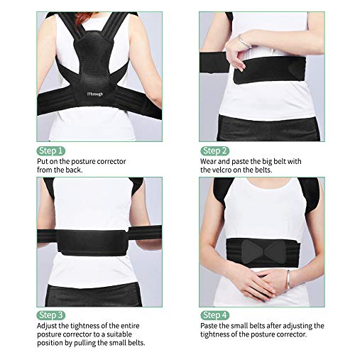 iThrough Corrector Postura Espalda, Corrector de Postura Espalda y Hombro para Hombre y Mujer, Faja Espalda Recta Soporte Talla Asjustable Transpirable