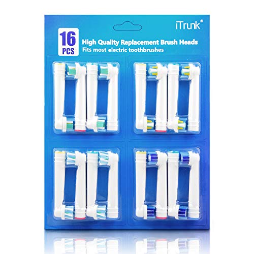 iTrunk Paquete 16 cabezales de cepillo de dientes para oral b,cabezales de reemplazo Compatible con Pro700Pro5000Pro6500,incluyendo 4 Cross, 4 Precision Clean,4 Floss y 4 3-D Whitening