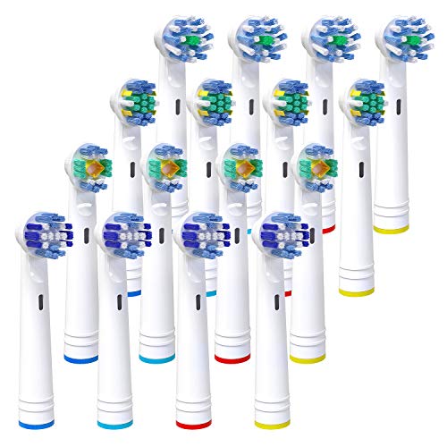 iTrunk Paquete 16 cabezales de cepillo de dientes para oral b,cabezales de reemplazo Compatible con Pro700Pro5000Pro6500,incluyendo 4 Cross, 4 Precision Clean,4 Floss y 4 3-D Whitening