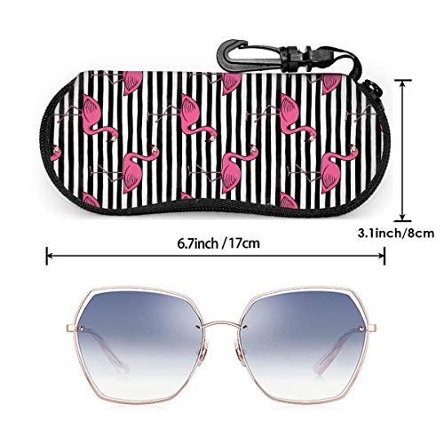 IUBBKI Pink Flamingo Eyeglasses Case para mujeres y hombres, estuche blando para gafas de sol portátil con mosquetón