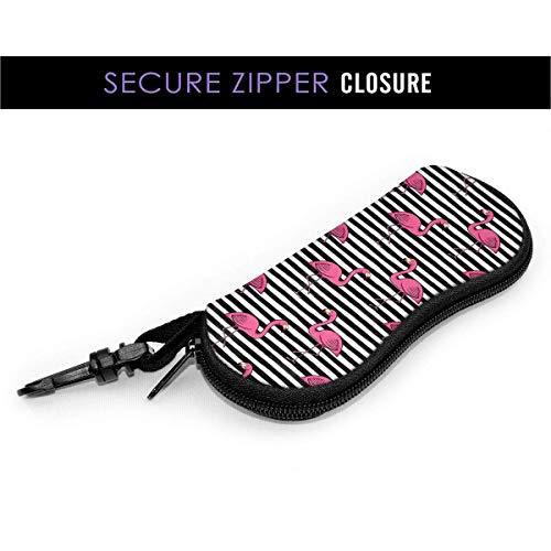 IUBBKI Pink Flamingo Eyeglasses Case para mujeres y hombres, estuche blando para gafas de sol portátil con mosquetón