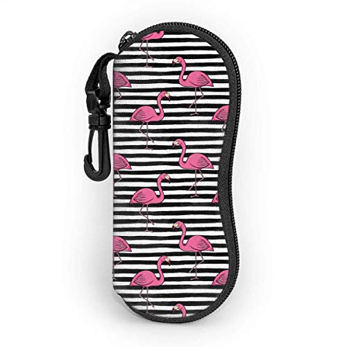 IUBBKI Pink Flamingo Eyeglasses Case para mujeres y hombres, estuche blando para gafas de sol portátil con mosquetón