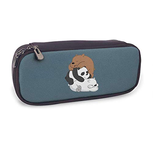 IUBBKI Sleeping Bare Bears Estuche de cuero para lápices Estuche para lápices de gran capacidad para la escuela y la oficina