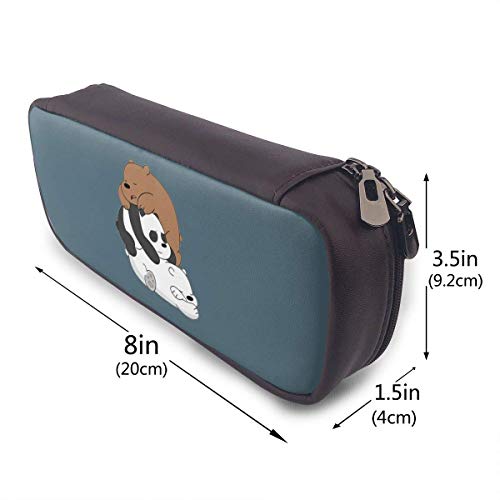 IUBBKI Sleeping Bare Bears Estuche de cuero para lápices Estuche para lápices de gran capacidad para la escuela y la oficina