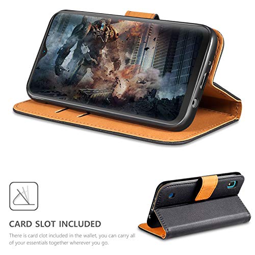 ivencase Funda Samsung Galaxy A10 + Protector de Pantalla, Samsung Galaxy A10 Libro Caso Cubierta la Tapa magnética Protector de Billetera Cuero de la PU Carcasa para Samsung Galaxy A10 - Negro