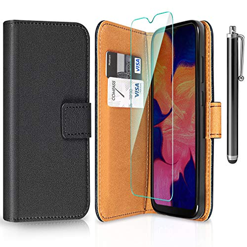 ivencase Funda Samsung Galaxy A10 + Protector de Pantalla, Samsung Galaxy A10 Libro Caso Cubierta la Tapa magnética Protector de Billetera Cuero de la PU Carcasa para Samsung Galaxy A10 - Negro