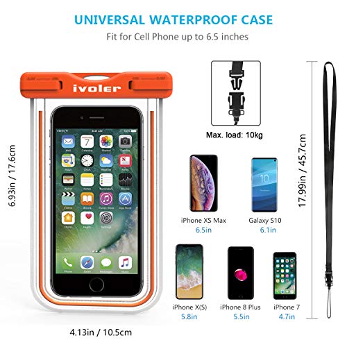 ivoler [3 Unidades Funda Bolsa Móvil Impermeable Universal para Xiaomi, iPhone, Samsung Galaxy, Huawei, Smartphones, Monedas, Pasaporte, etc. (Azul+Verde+Naranja)
