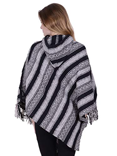 Izia Ethnic - Poncho con flecos y diseño tradicional étnico bohemio Baba Cool Pon11 N Talla única