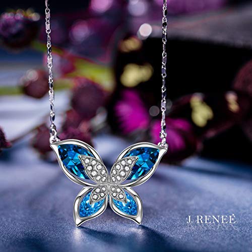 J. RENEÉ Mariposa Colgante Mujer, con Cristal Azul de Swarovski, Collares Mujer, Regalos Mujer