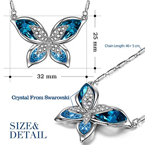 J. RENEÉ Mariposa Colgante Mujer, con Cristal Azul de Swarovski, Collares Mujer, Regalos Mujer