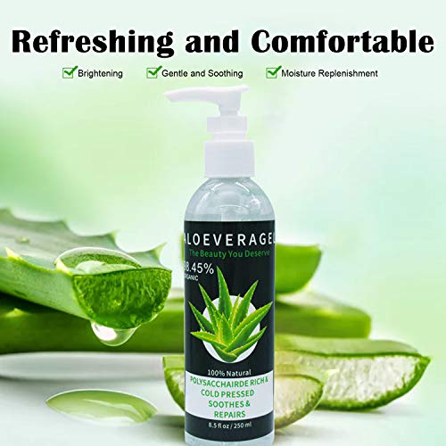 J TOHLO 2pcs Aloe Vera Gel -Puro Gel Calmante 100% Natural Para la Cara Crema idratante naturale calmante e nutriente Cabello Cuidado de las Cuerpo Para Pieles Secas y Quemadas Por el Sol-500ml