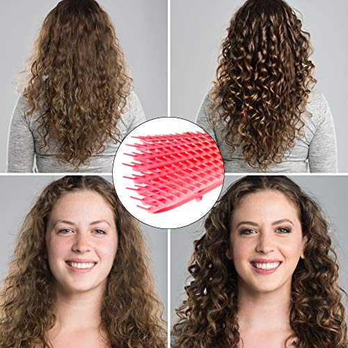 J TOHLO Cepillo desenredante, Cepillo desenredante para cabello afro, peine para desenredar para cabello afroamericano 3a 4c, Mojado, Para Rizado, Grueso, Ondulado, (Negro + Rosa)