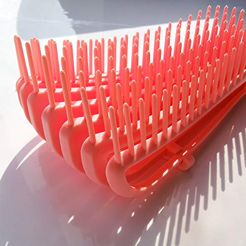 J TOHLO Cepillo desenredante, Cepillo desenredante para cabello afro, peine para desenredar para cabello afroamericano 3a 4c, Mojado, Para Rizado, Grueso, Ondulado, (Negro + Rosa)