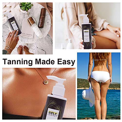 J TOHLO self tanner Paquete de 2 autobronceadores con guantes de bronceado Set de loción autobronceadora sin sol instantáneo con ingredientes orgánicos y naturales,bronceado rápido y seguro (300 ml)