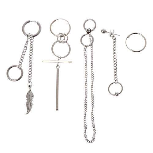 J_FEIFEI 5 unids/set venta caliente acero inoxidable joyería pendientes moda estilo coreano hombres mujeres regalos decoración fiesta personalidad decoración única decoración