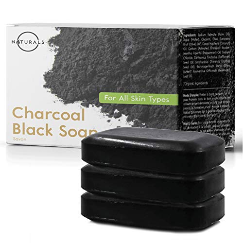 Jabón Carbón Activo Facial Natural Negro para Acné Vegano. Jabón Manos Cara y Cuerpo con Aceites Esenciales Terapéuticos Para Cuidado de la Cara Psoriasis Eccema Detox Exfoliante Hombre Mujer.340 Gr