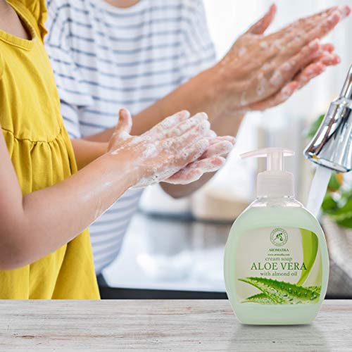 Jabón Crema Aloe Vera con Aceite de Almendras 3x300ml - Jabón cosmético líquido para manos - Para el cuerpo - Para la cara - Piel - Nutre y limpia suavemente la piel - Jabón hidratante