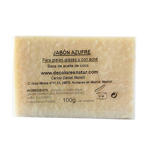 Jabón Natural de Azufre: Para pieles grasas, con acné y puntos negros