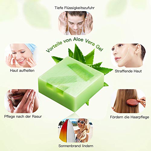 Jabón Natural, Jabón Manos y Cara, Jabón Vegano, Aloe Jabón 100% Natural Lucha Contra el Acné, Limpia, Purifica e Hidrata Profundamente la Piel